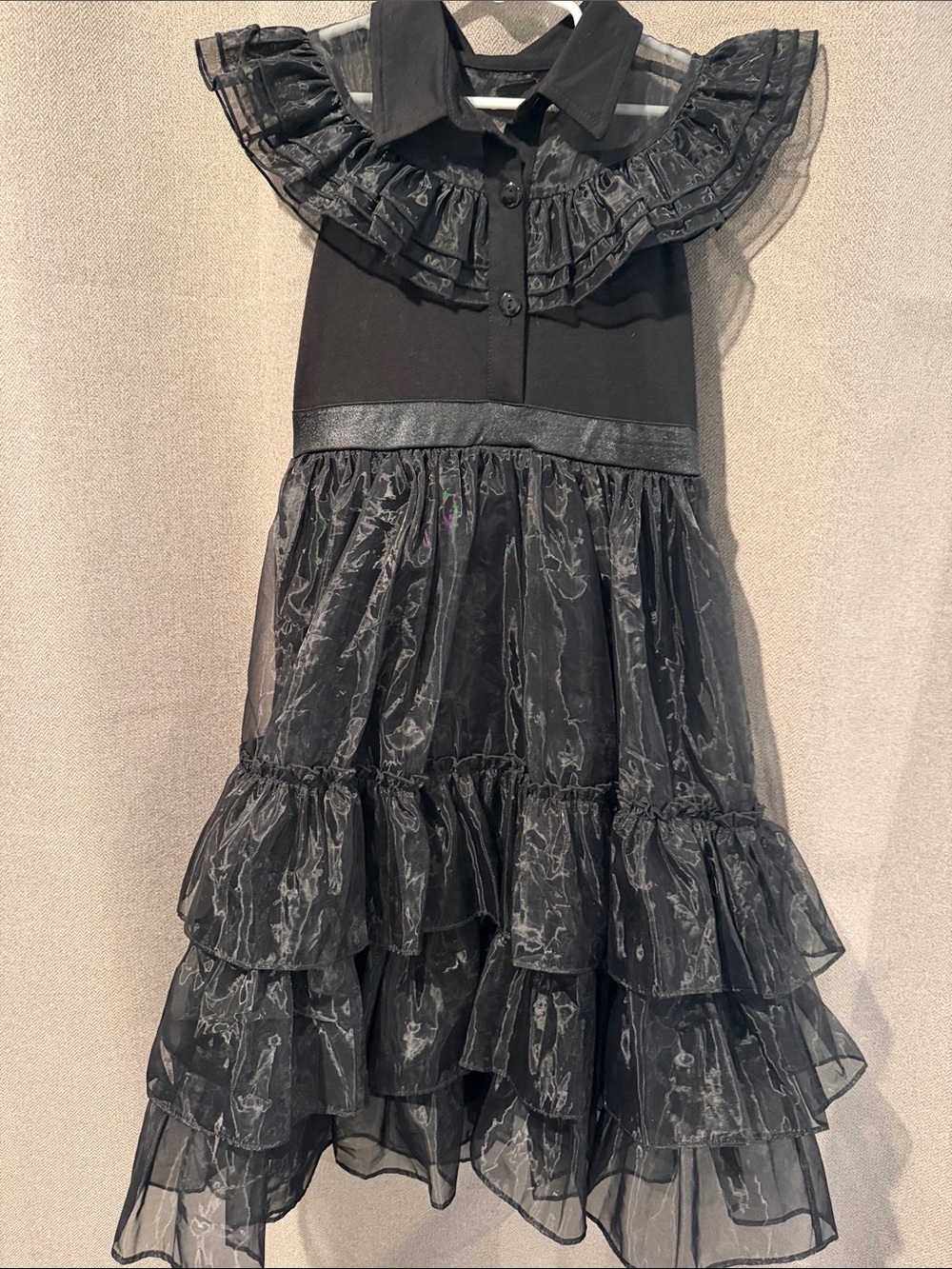 Taylor Joelle Wednesday/Black Ruffled Tiered Chiffon Dress